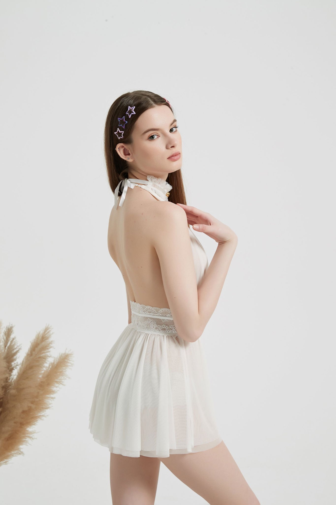 White Sexy Alluring Night Dress - Risette 