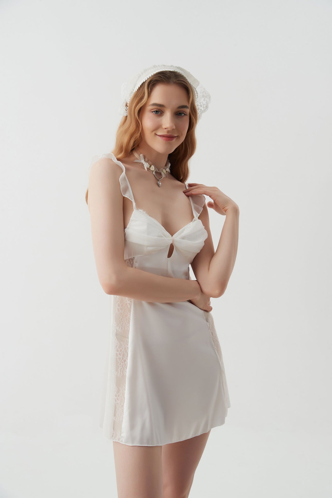 White Whisper Satin Nightdress - Risette 