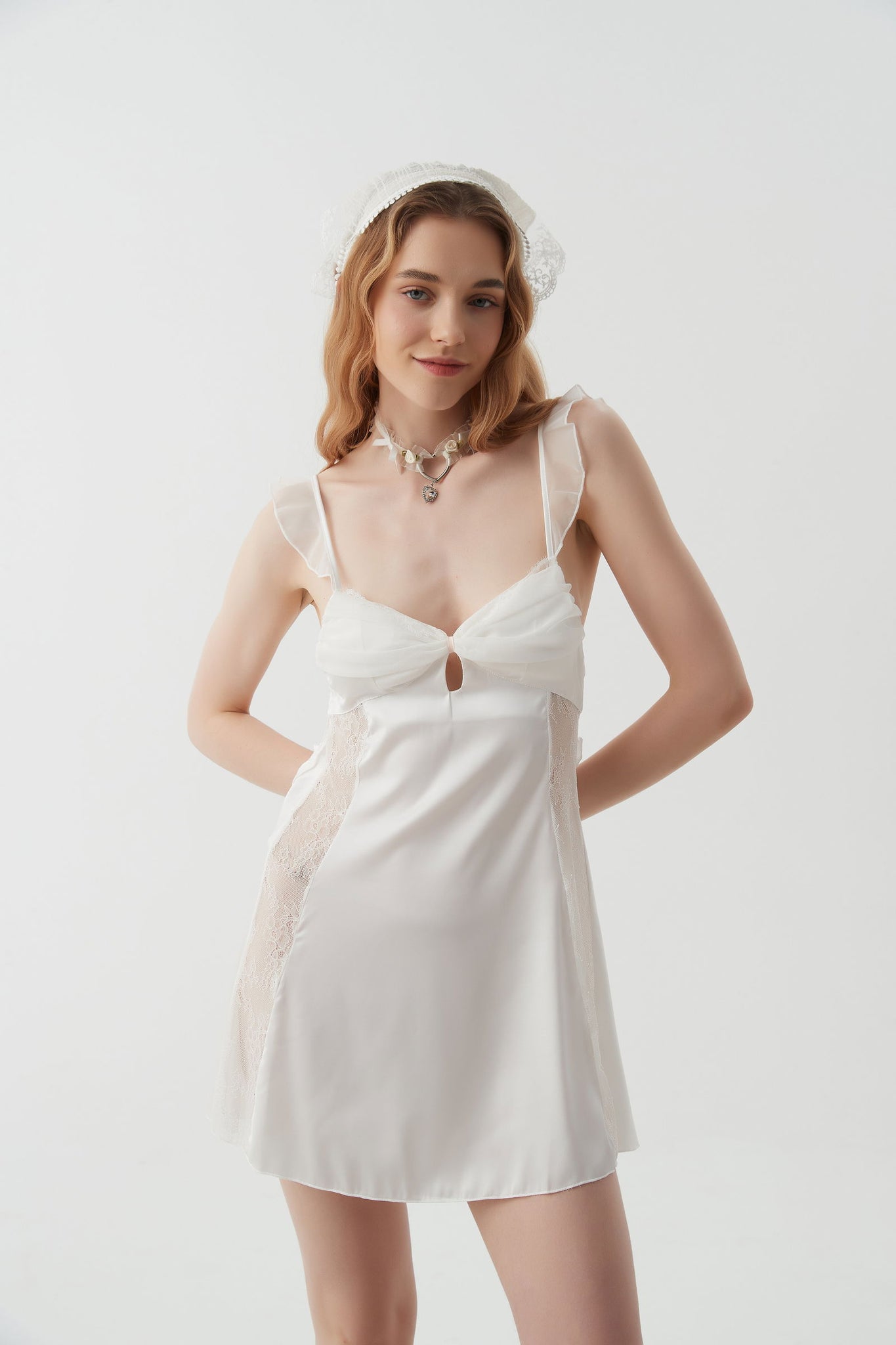 White Whisper Satin Nightdress - Risette 