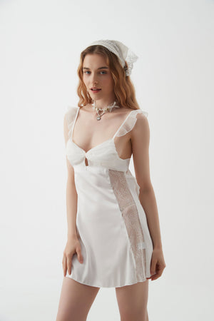 White Whisper Satin Nightdress - Risette 