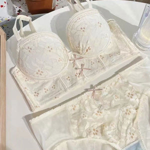 Wireless Floral Adjustable Bra and Panty Set - Risette 