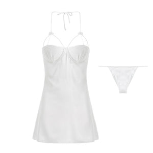 Women Sexy Lingerie Strap White Satin Slip Dress - Lingerie Slip Dress Risette Women Sexy Lingerie Strap White Satin Slip Dress - Lingerie Slip Dress Risette
