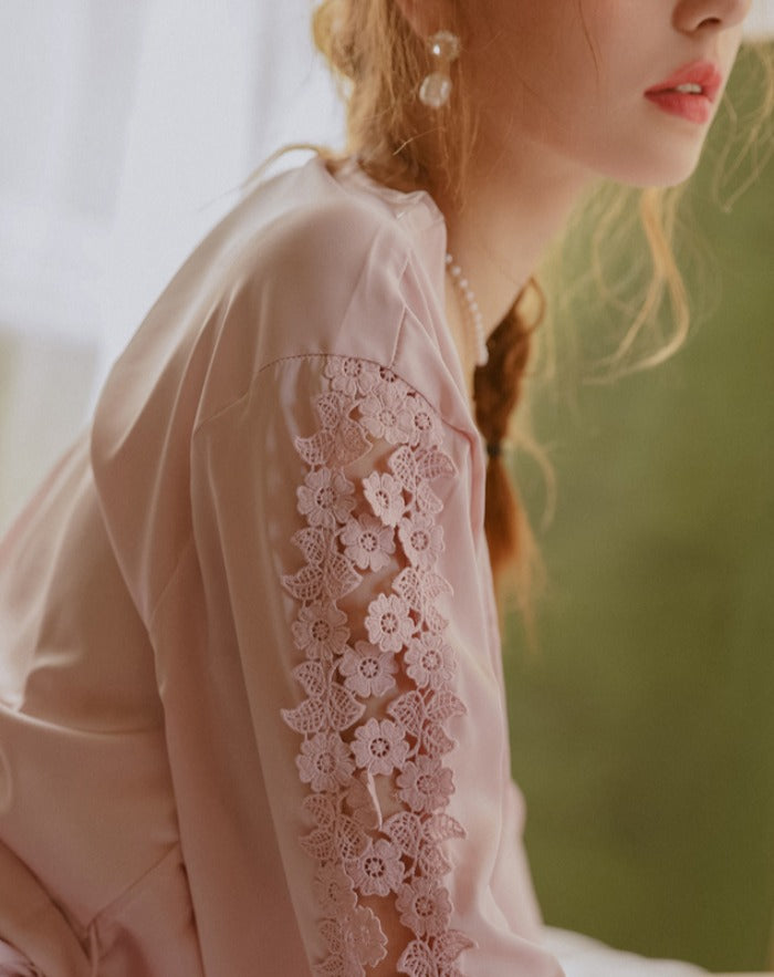 Embroidered Silky Robe