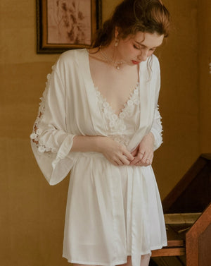 Embroidered Silky Robe