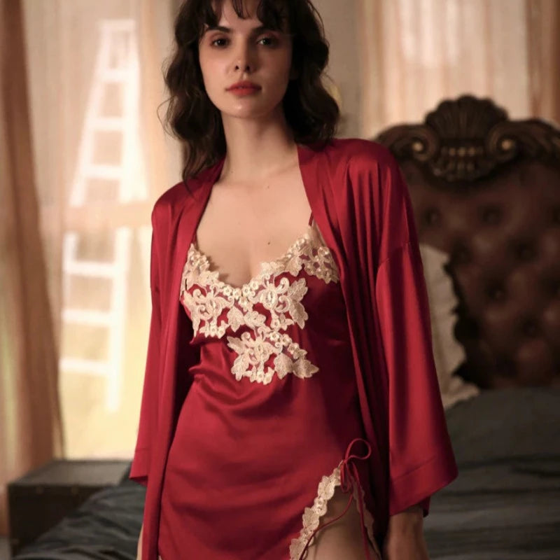 Sexy Red with Embroidery Nightdress