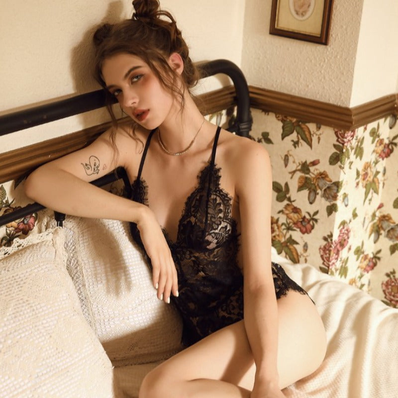 laced up open back sexy lace sleepwear – Risette Lingerie