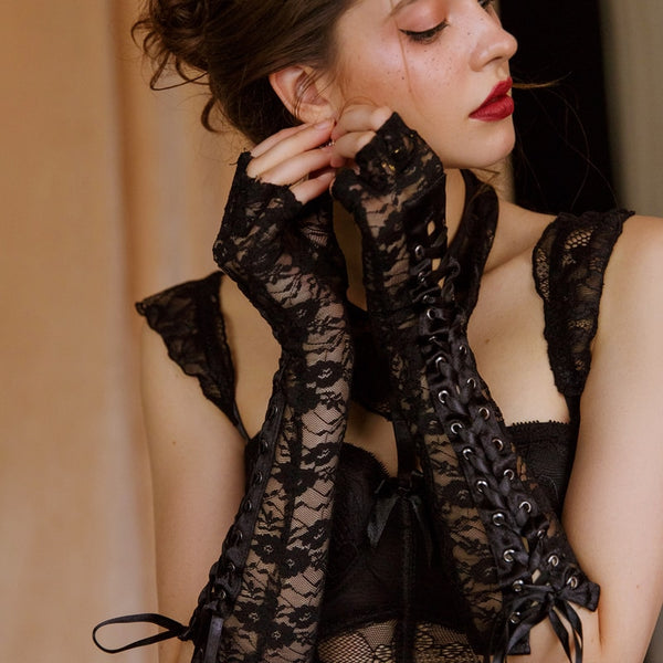 women lace strap bondage black temptation BDSM lingerie – Risette Lingerie
