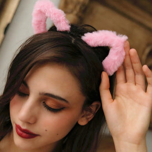 Cute Plush Cat Ear Accessory  Sweet Role-play Fur Hair Headband Anime Cosplay Hoop Plush Fur Hair Clip Party Costume
