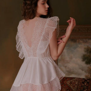 Girly Girl Lace Mesh White Nightgown
