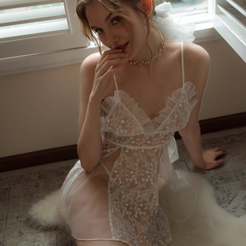 White Floral Lace Nightdress 