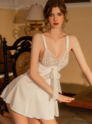 White Sexy Silk Nightgown